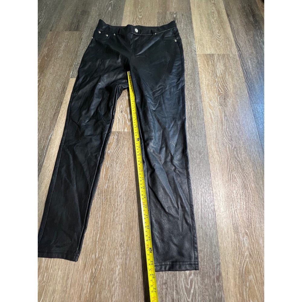 Tagoo Faux Leather Pants Women Large Black High Waisted Stretch Leggings Skinny - Picture 7 of 10